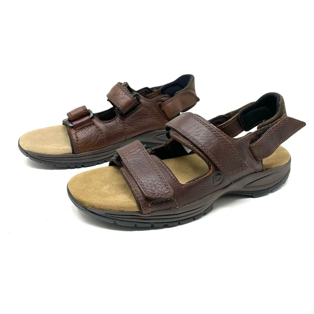Dunham St. Johnsbury Men’s Leather Sandals Brown New in Box Removable Backstrap